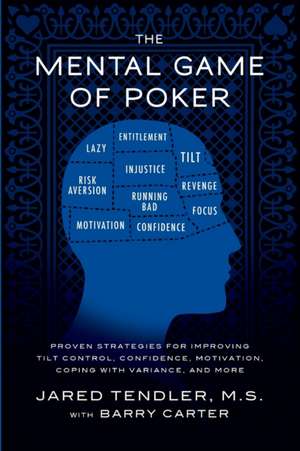 The Mental Game of Poker book cover with a blue vector figure of a man on a black background