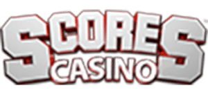 Scores Casino NJ white and red logo letters