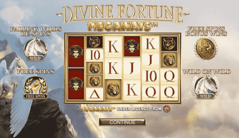 Divine Fortune Megaways free online slot interface with available betting buttons