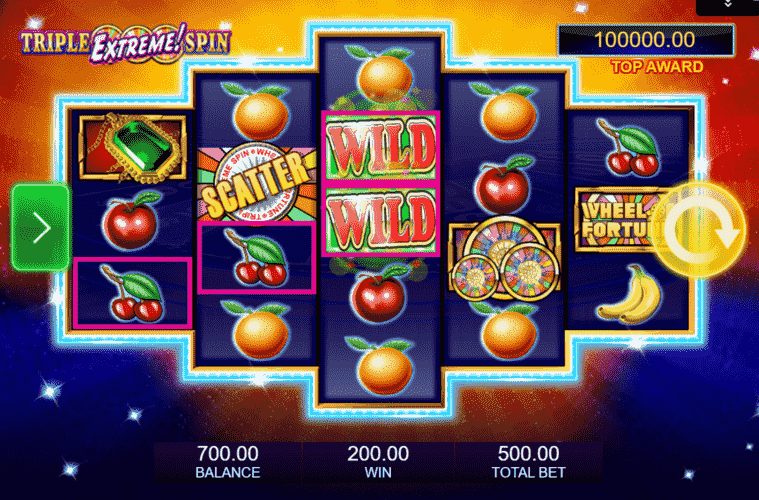 Wheel Of Fortune online slot interface with available betting buttons