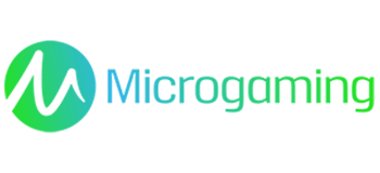Microgaming software developer green and light blue logo