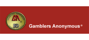 gamblers anonymous logo on a red background
