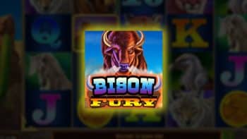 Bison jury jackpot thumbnail on a blurred and dark background featuring slot reels