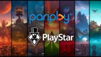 Pariplay and Playstar logos on a background featuring multiple games gameplays on vertical